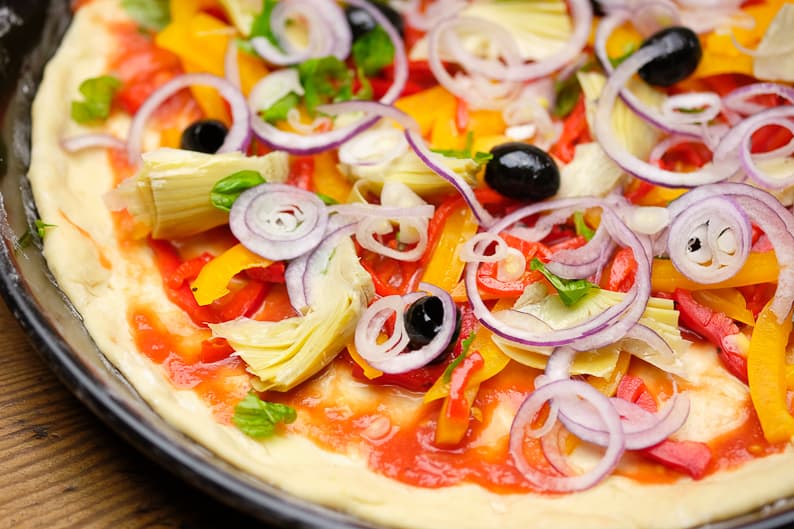 Pizza toppings before baking, ideas for the pizza topping.