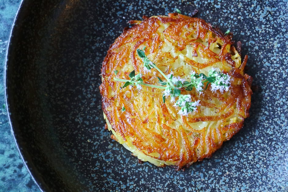 Potato pancakes served as a side dish.