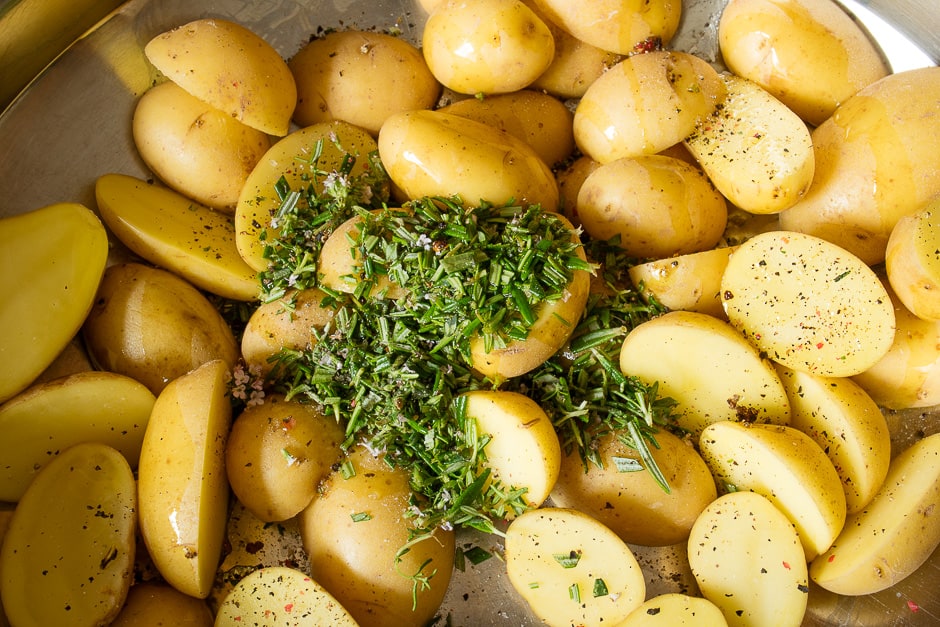 Herbs and potatoes.