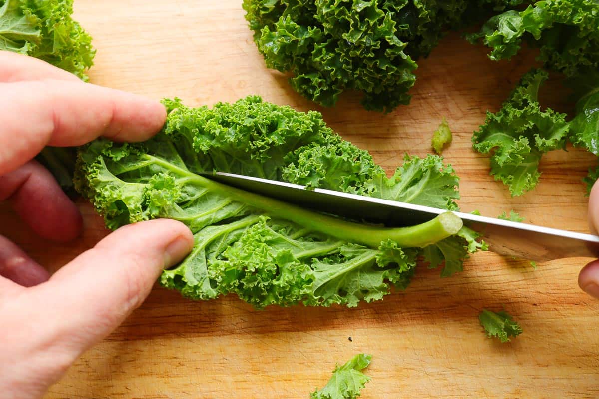 Remove the kale stalk