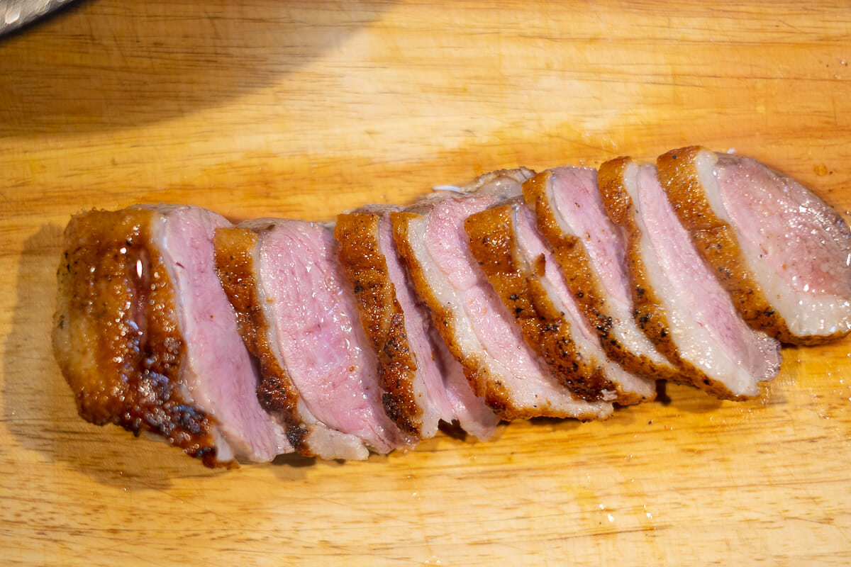 Roasted duck breast pink