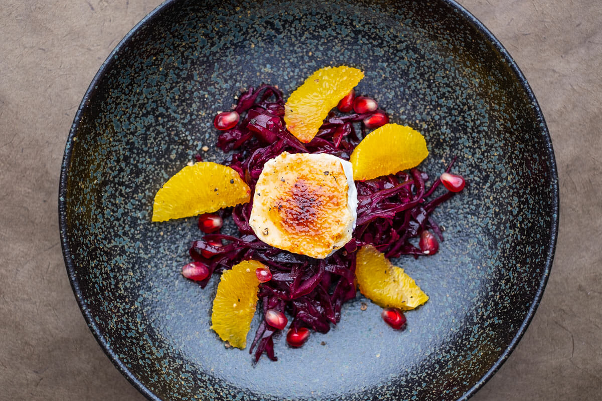 Red cabbage salad close-up