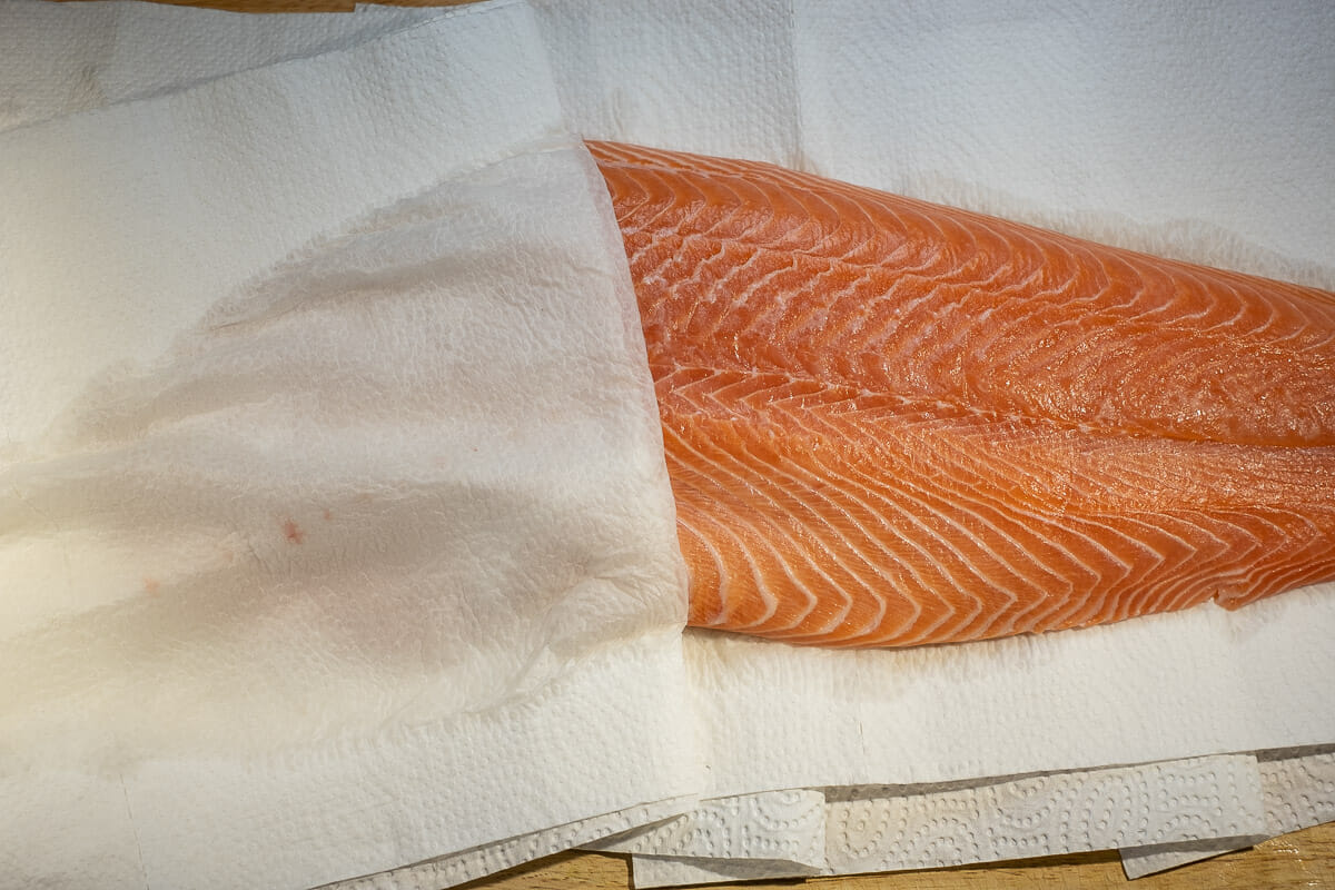 Dry the salmon fillet