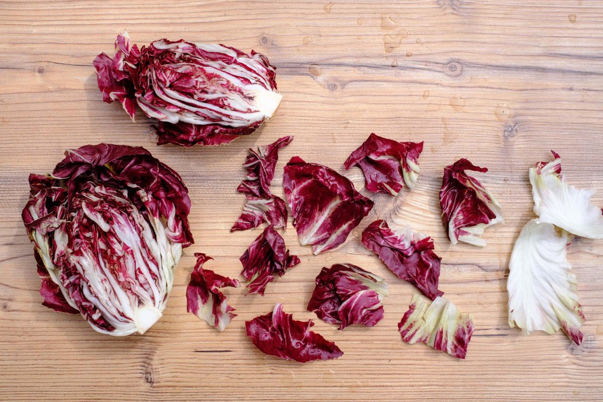 Clean the radicchio lettuce