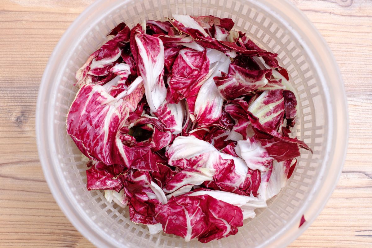 Spin the radicchio lettuce dry