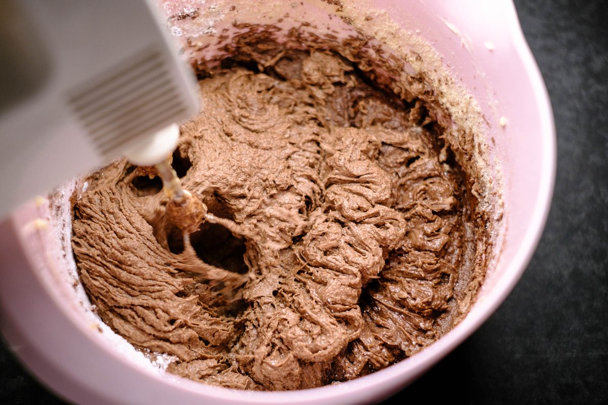 Mix in the brownie batter