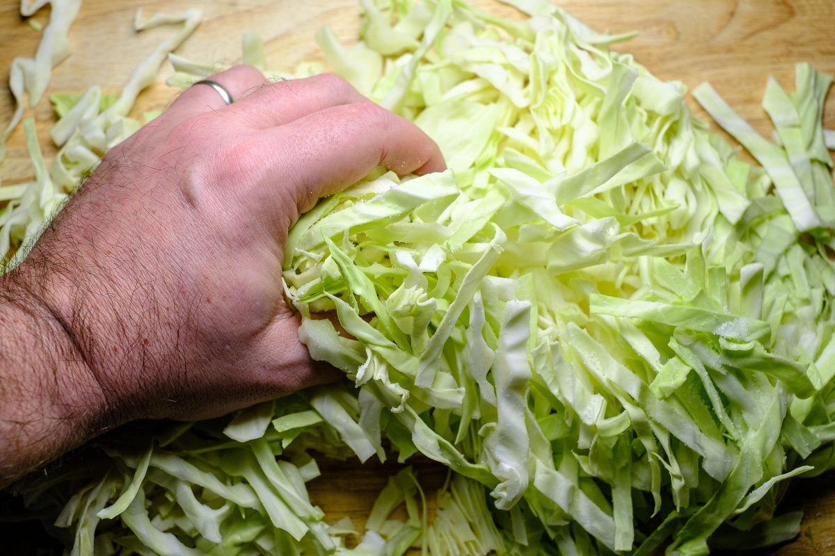 Knead cabbage
