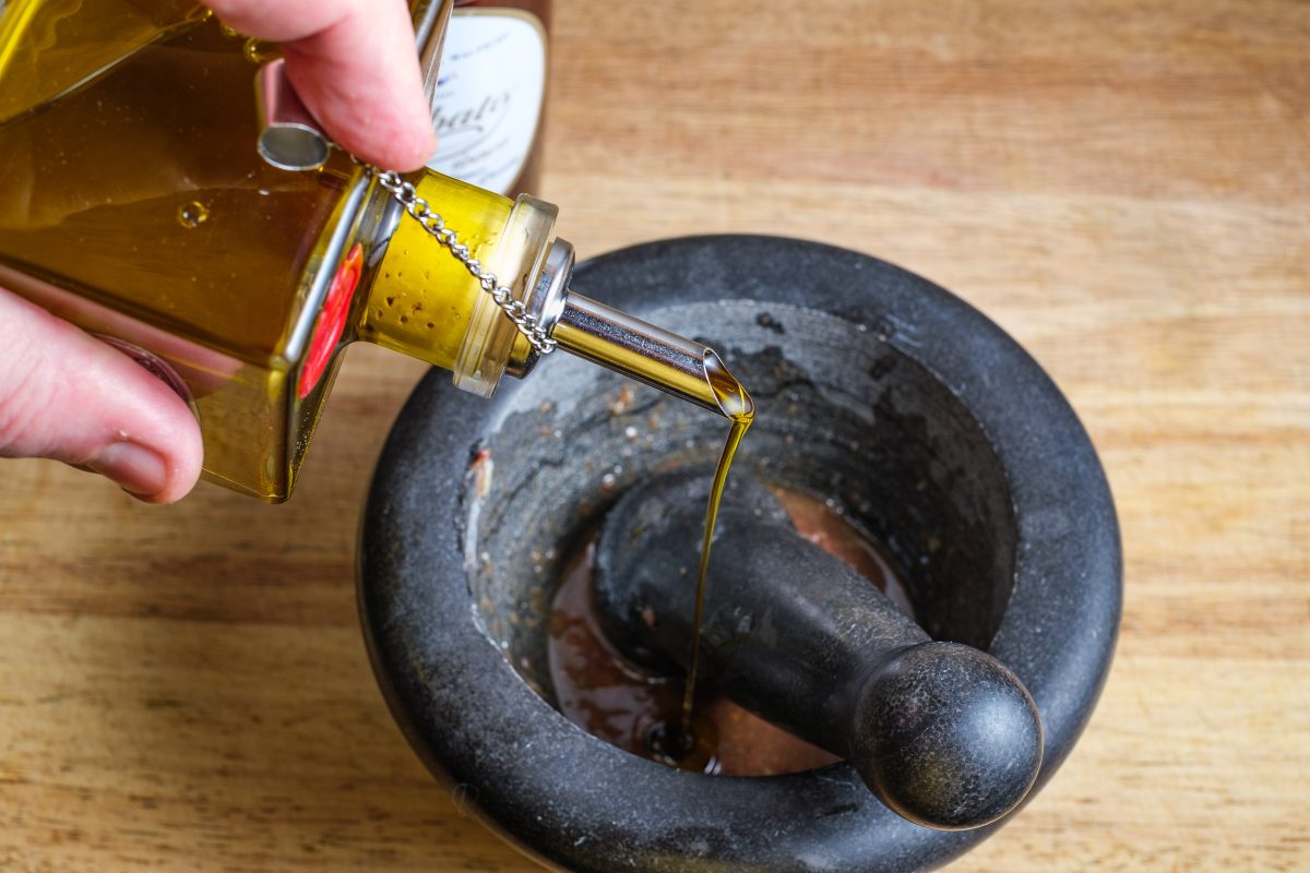 Supplement anchovy vinaigrette with olive oil