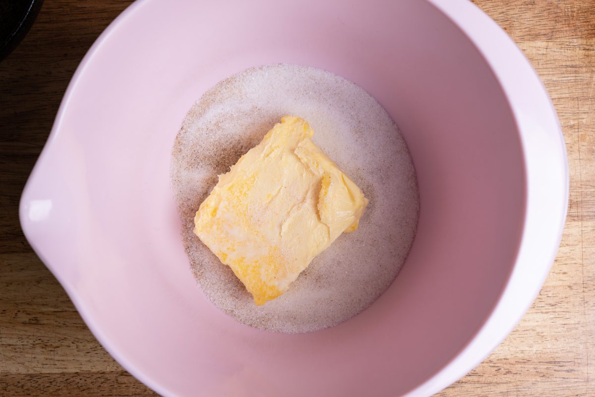 butter and sugar in the bowl
