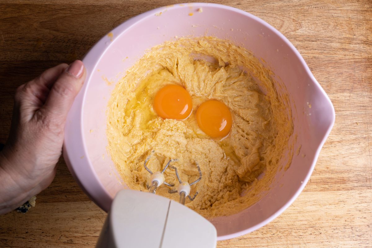 Cake batter when adding the eggs