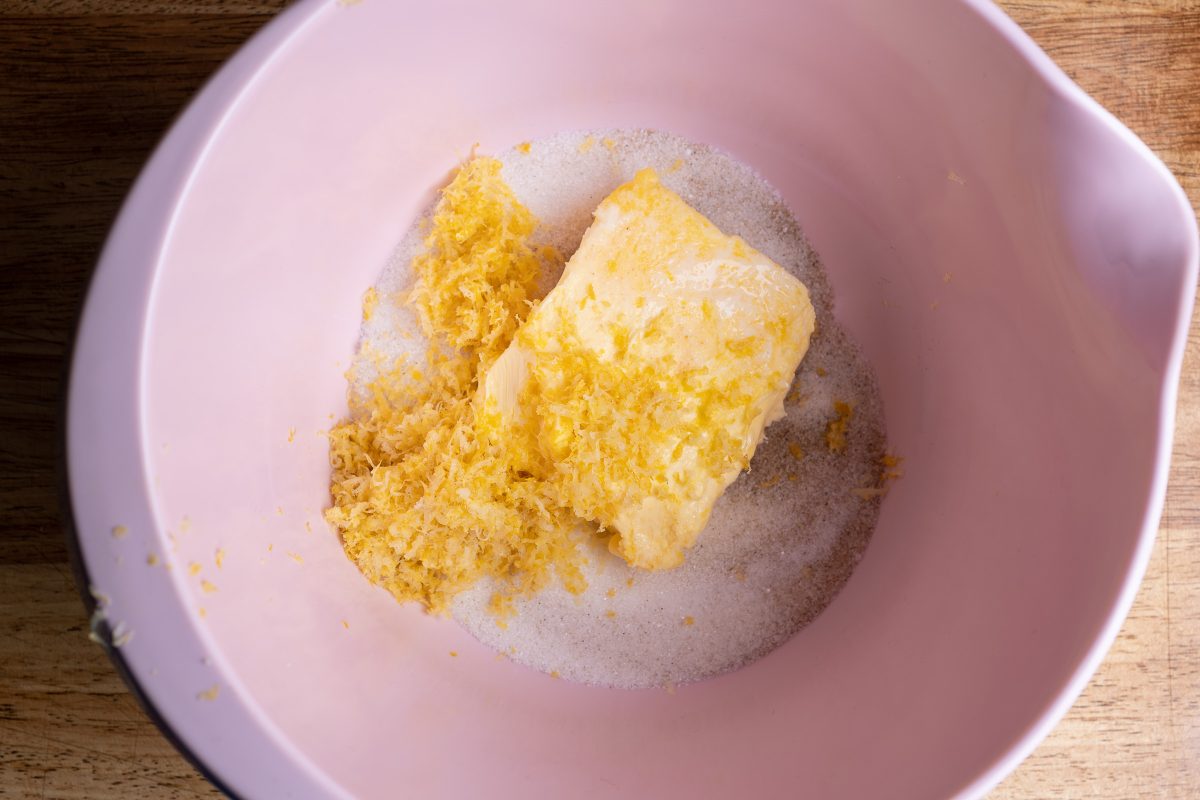 Lemon peel with butter, sugar and vanilla sugar