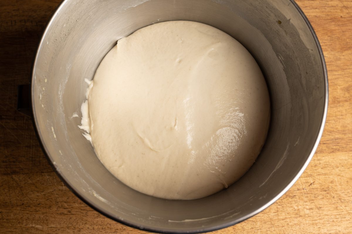 Pizza dough has risen for 12 hours