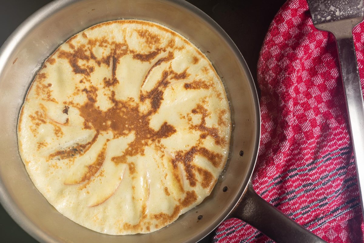 Grandma's simple apple pancakes turned and baked