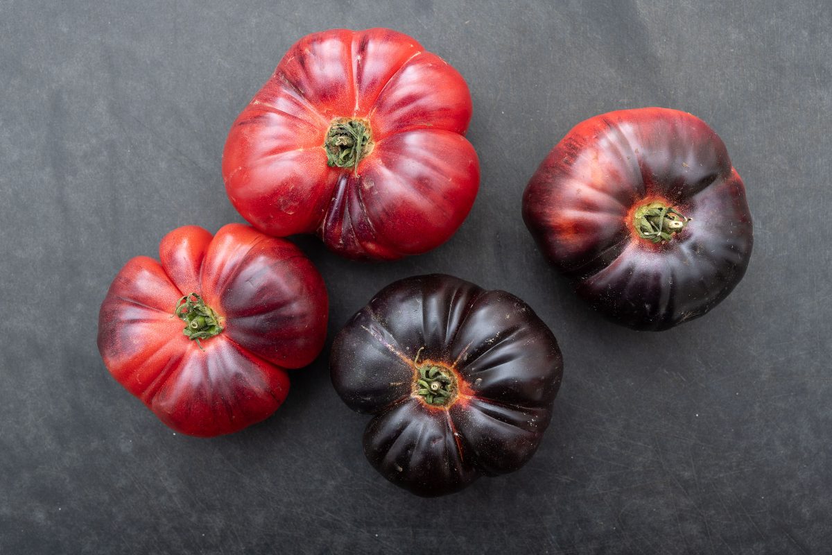 Beautiful tomatoes on the cutting board
