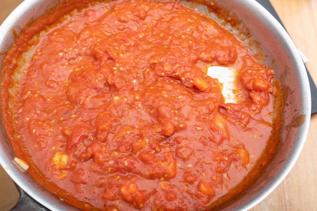 Tomatoes cooked in a pot