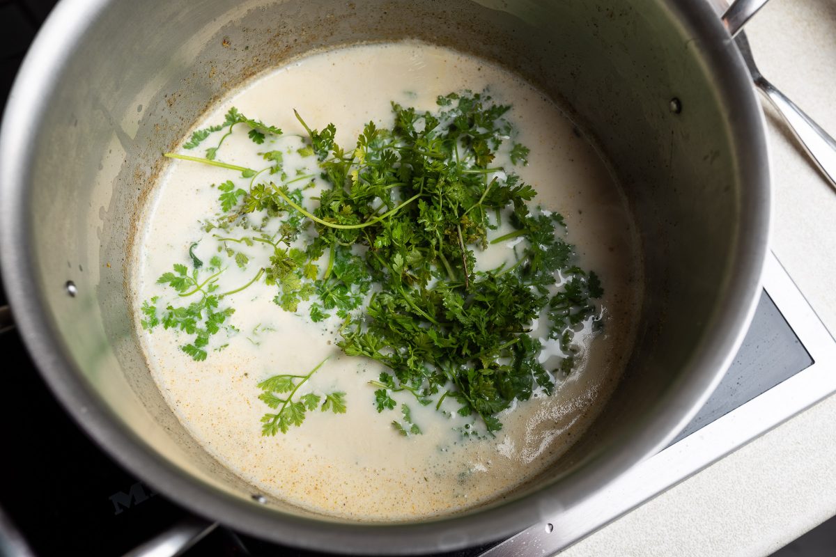 Fresh chervil in the soup