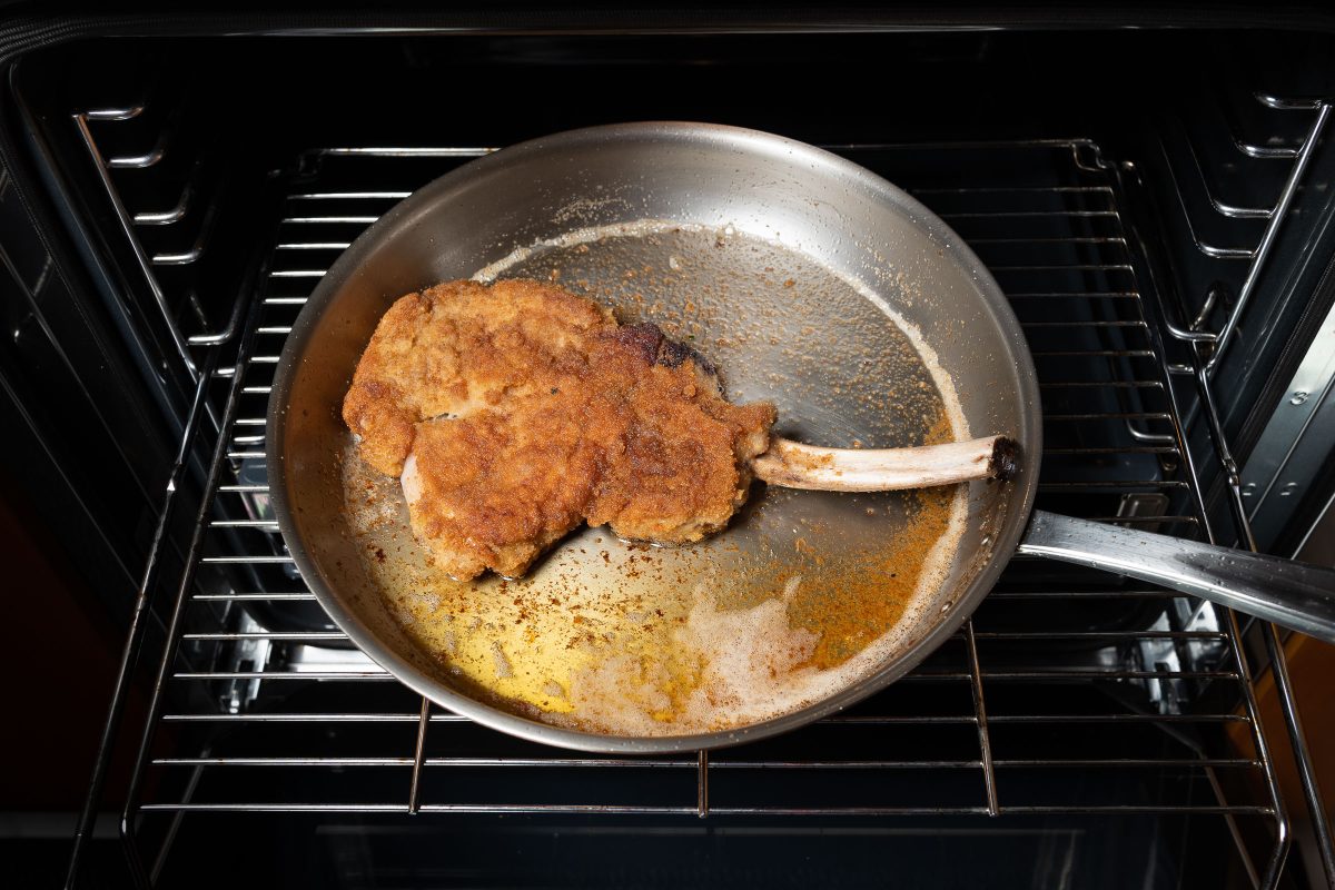 Finish the Cotoletta Milanese in the oven