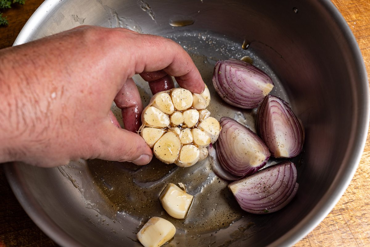 Marinate onions and garlic